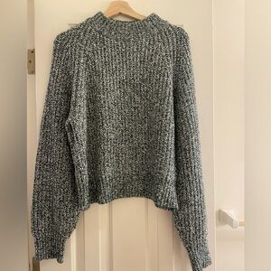Cozy Green & White Knit Sweater